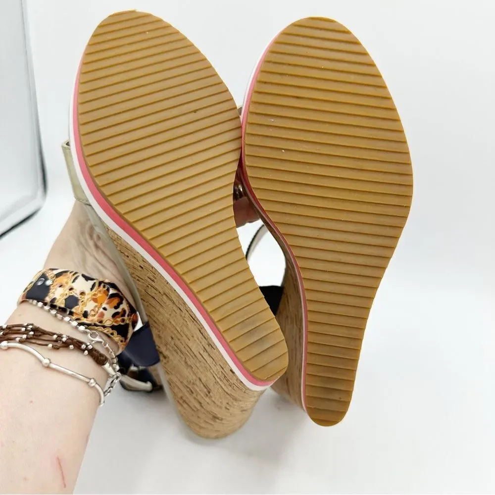 RED Saks Fifth Avenue Dana Wedge Sandal  Leather Cork Platform EU 41 US‎ 10.5